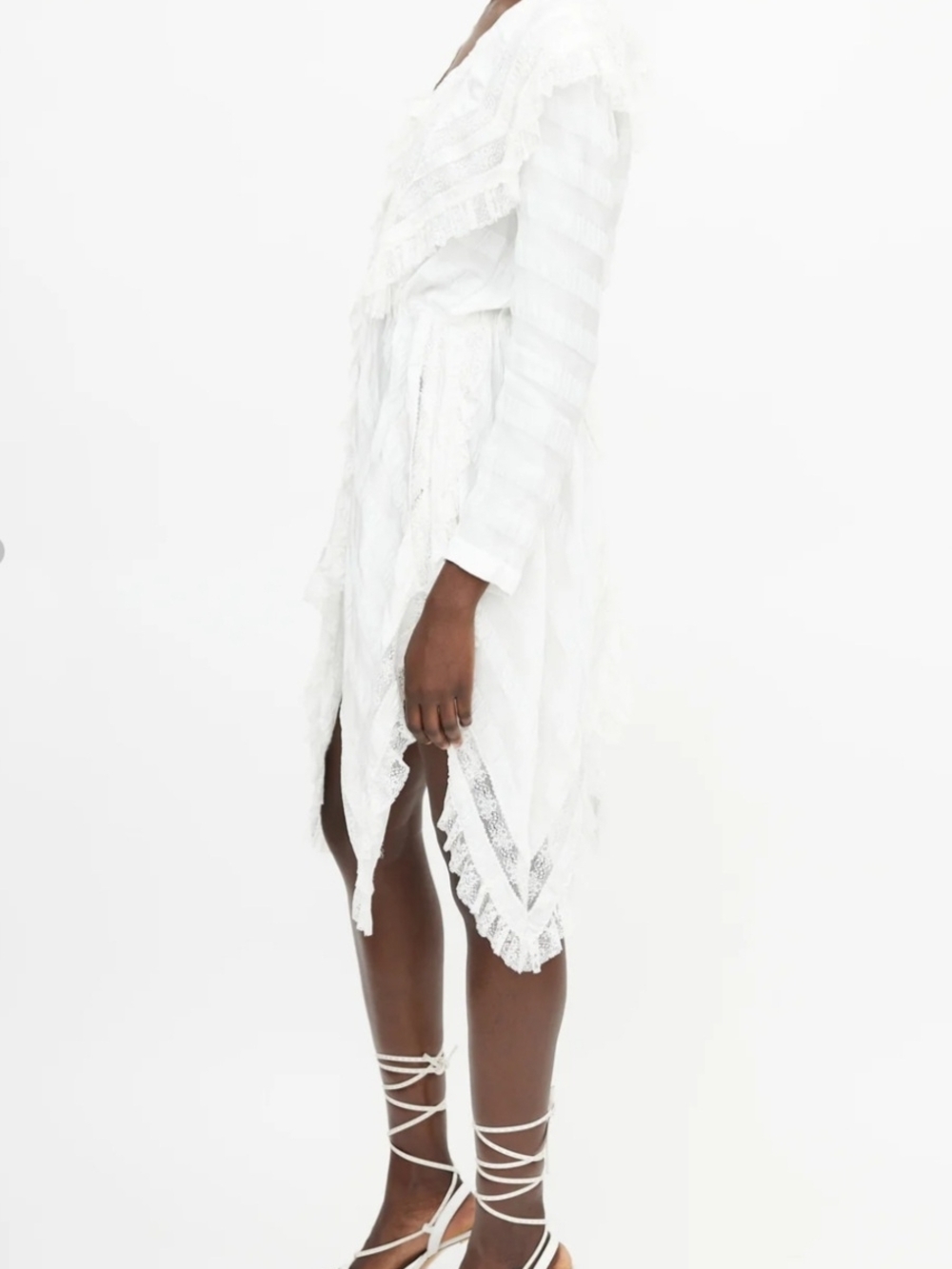 NWOT Orig $1,380 Philosophy🤍di Lorenzo Serafini White Lace Strip High-Low Sz 4 - Picture 12 of 16